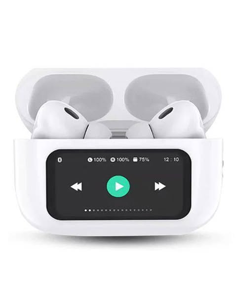 A9 Pro Touch Screen Airpods Pro - ANC Wireless Earbuds With Bluetooth 5.0, LCD Display, Super Bass And Pop-Up Feature Airpods Pro Anc Airpods - Digital Airpods - Lcd Airpods - Air Pods Pro - Anc Earbuds